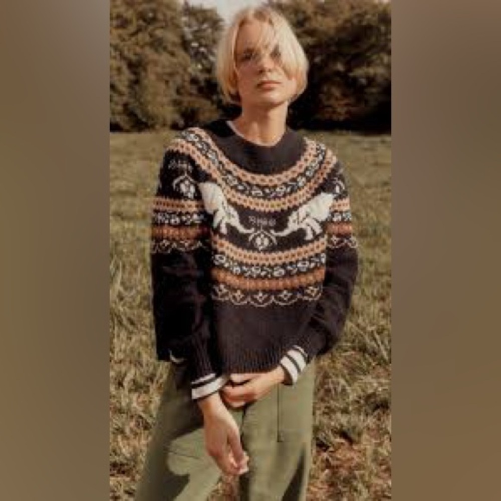 Free People Nellie Sweater With Elephants Size Large